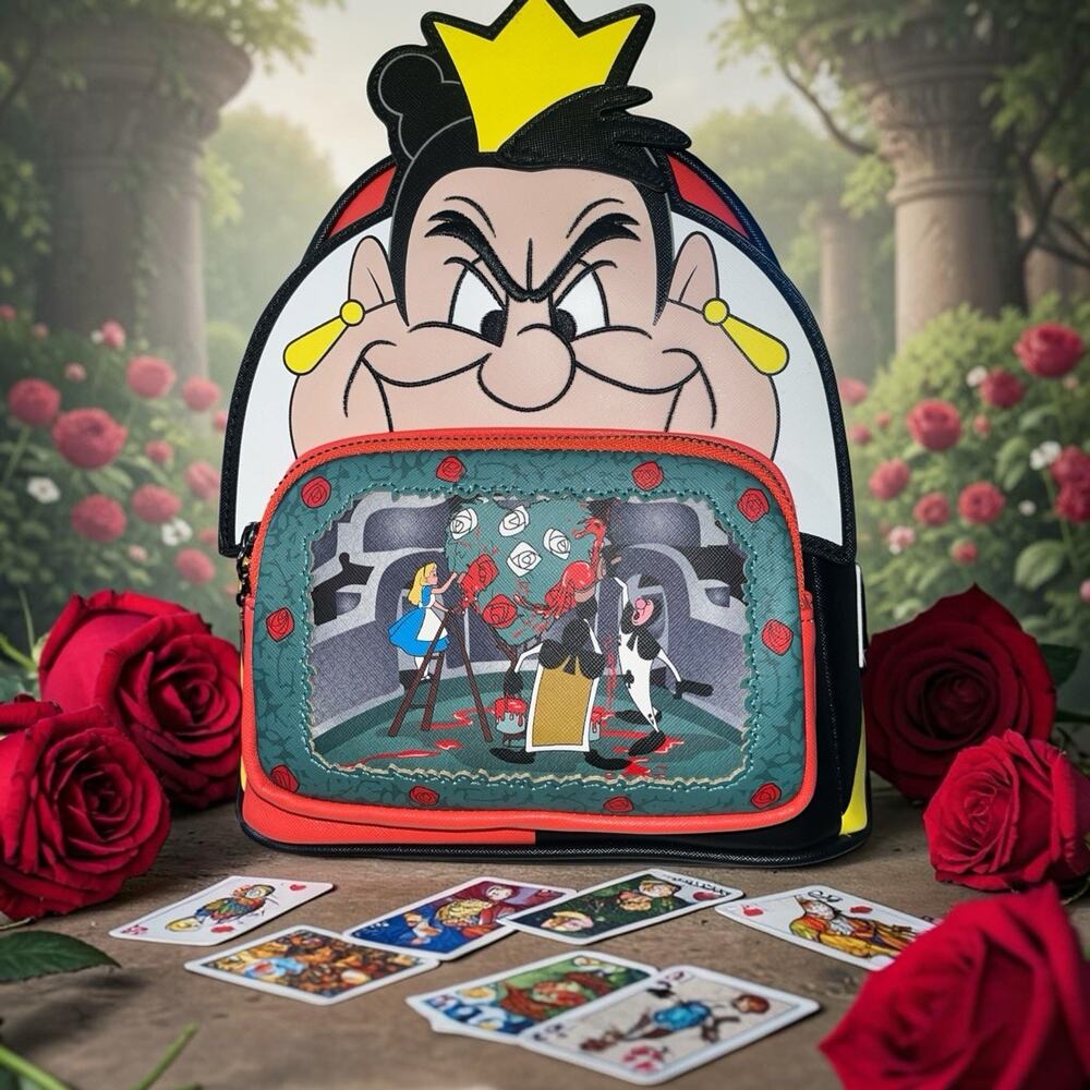 Loungefly Disney Alice In Wonderland Queen of Hearts Villains Mini Backpack NWT